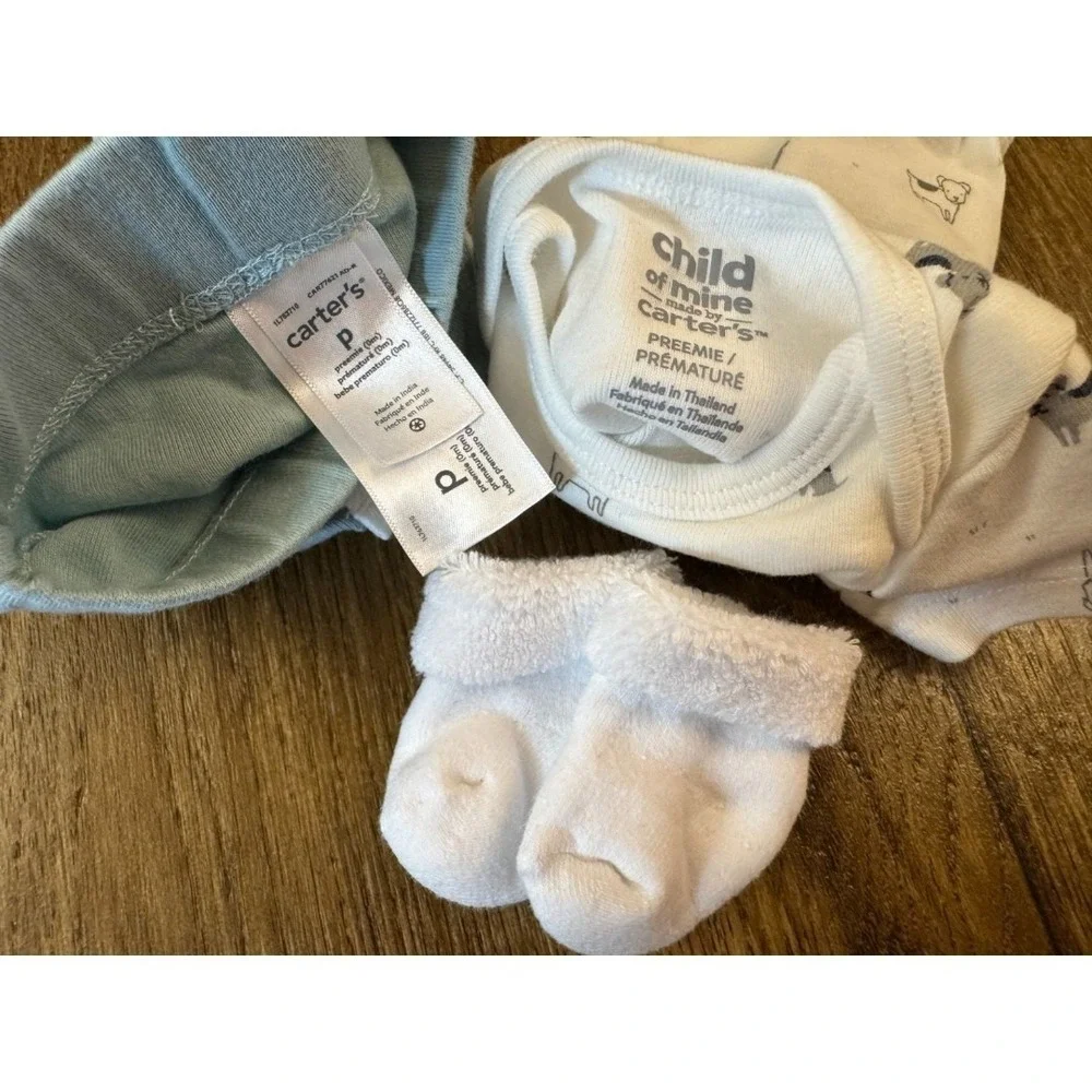 Carters Preemie Baby Boy Dog Outfit Bodysuit Shirt Pants Clothes Reborn Doll - Picture 8 of 8